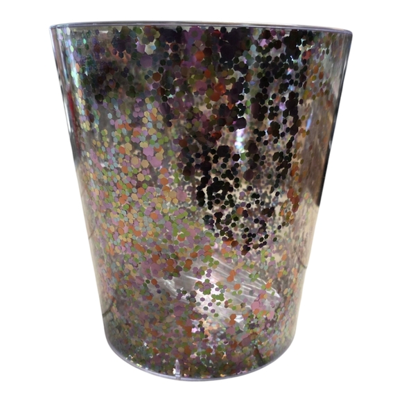 Ice Bucket With Tongs Glitter Enclosed In Clear Double Panel Open Faced Bucket - Picture 7 of 8